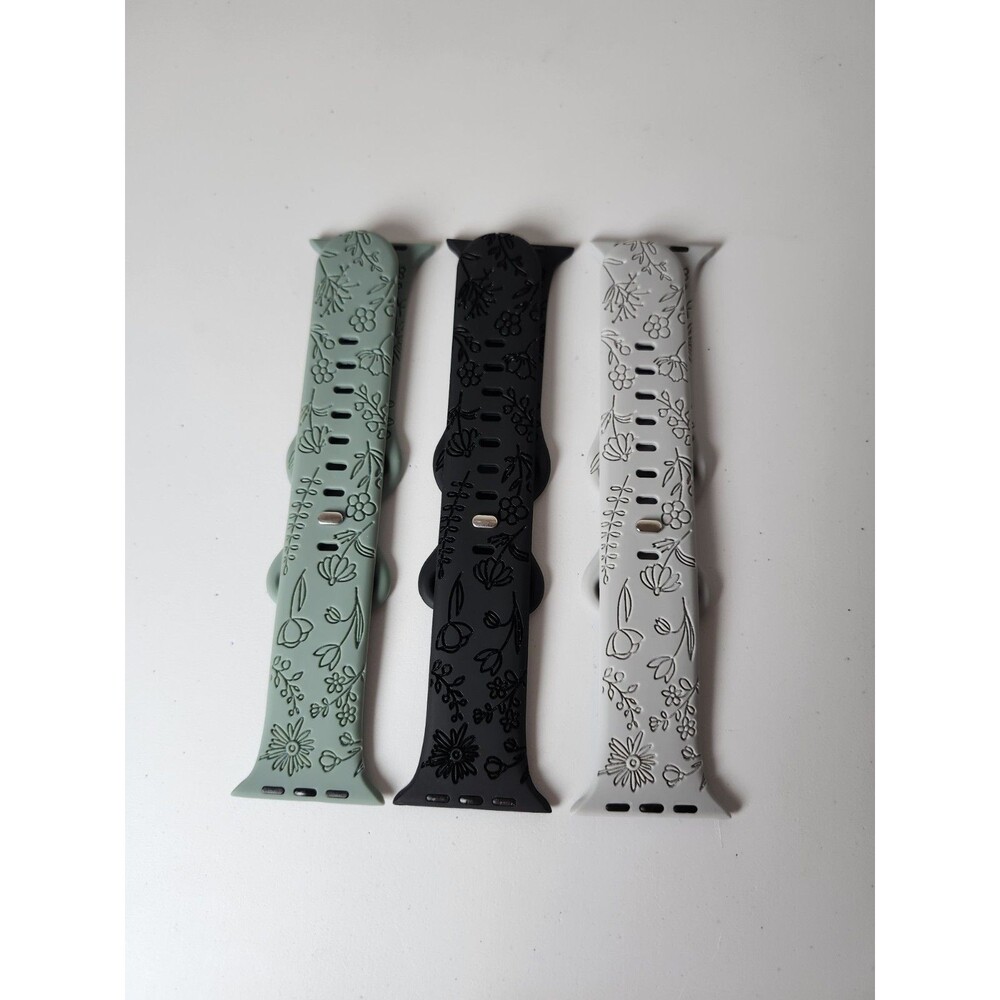 Three pack Floral Engraved Apple Watch Bands7/6/5/4/3/2/1/SE